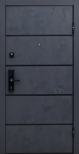 Металлическая дверь с темно-серыми панелями МДФ антрацит с электронным замком